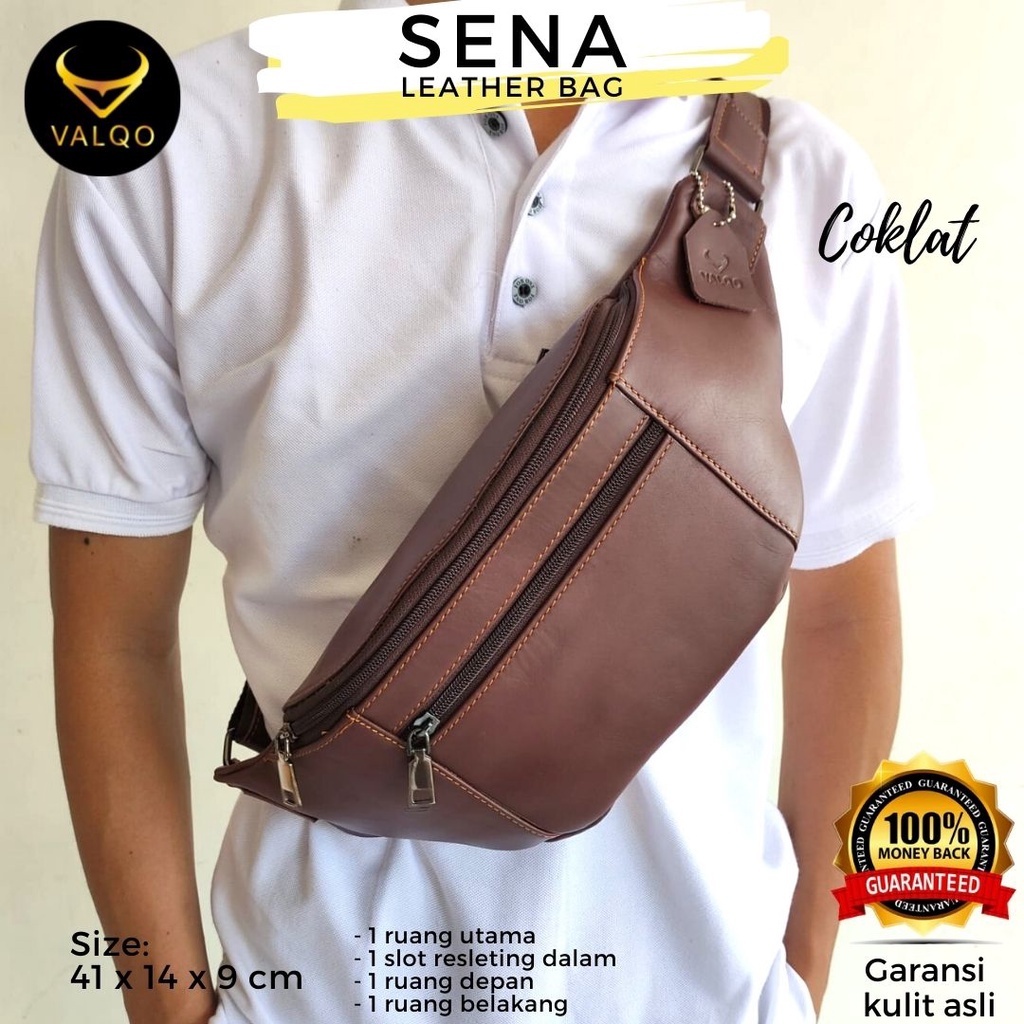 [VALQO] SENA Tas Kulit Sapi Waist Bag Dada Pinggang Sling bag Pria Wanita