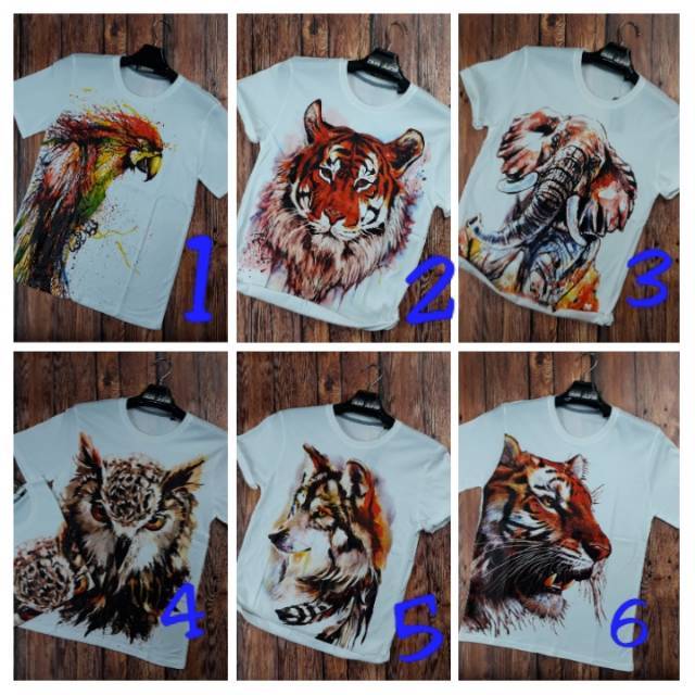 Kaos fullprint 3D thailand macan elang serigala owl