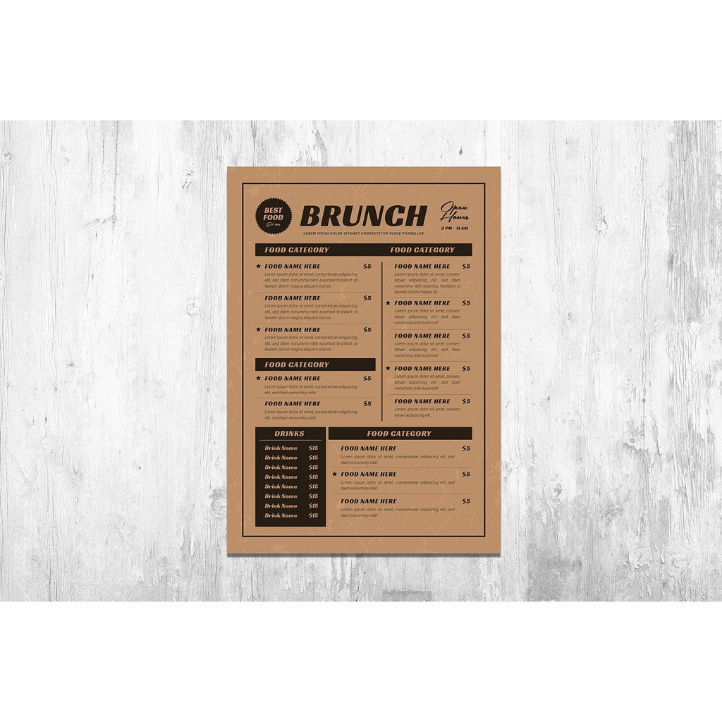 DAFTAR MENU A4 TEBAL 2MM RUSTIC VINTAGE COFFEE SHOP
