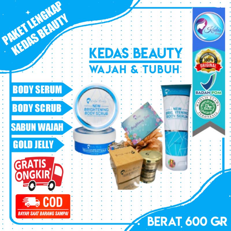 KEDAS BEAUTY PAKET LENGKAP BODY SERUM BODY SCRUB SABUN WAJAH DAN GOLD JELLY KEDAS BEAUTY ORIGINAL