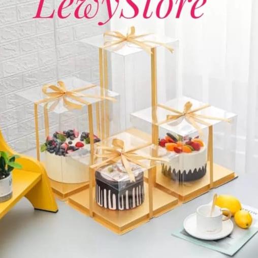 

89A Cake Box Mika Dus Kue Kotak Kue 22x22 cm Tutup Transparant PET✼ (Grosir)Pasti murah ←