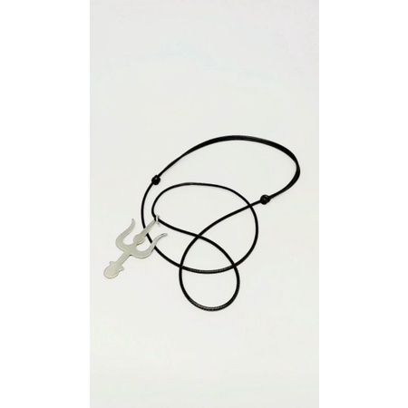 Kalung Tali Lambang Trisula - Kalung Tali Bahan Korea Premium & Bandulan Liontin Lambang Trisula Pag