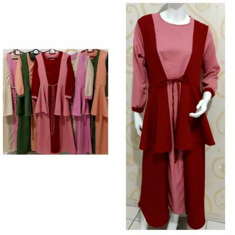 MOSCREPE POLOS / DRESS WANITA DEWASA / LD 100 KOMBINASI WARNA