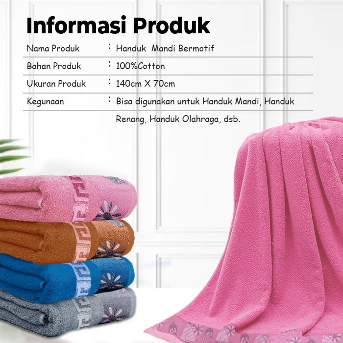 [COD] Handuk Mandi Katun Premium 70x140cm Dewasa Anak Motif Dolphin Halus Lembut Tebal Import - H101L