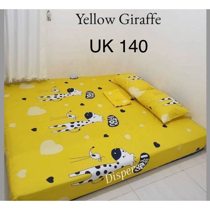 SPREI SEPRAI SEPREI HOMEMADE MOTIF KARAKTER GAMBAR YELLOW GIRAFFE GIRAFE JERAPAH KUNING HEWAN BINATA