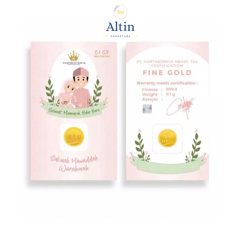 Emas PT. Hartadinata Abadi, Tbk Gift Series 0.1 Gram Kadar 24K Selamat Menempuh Hidup Baru