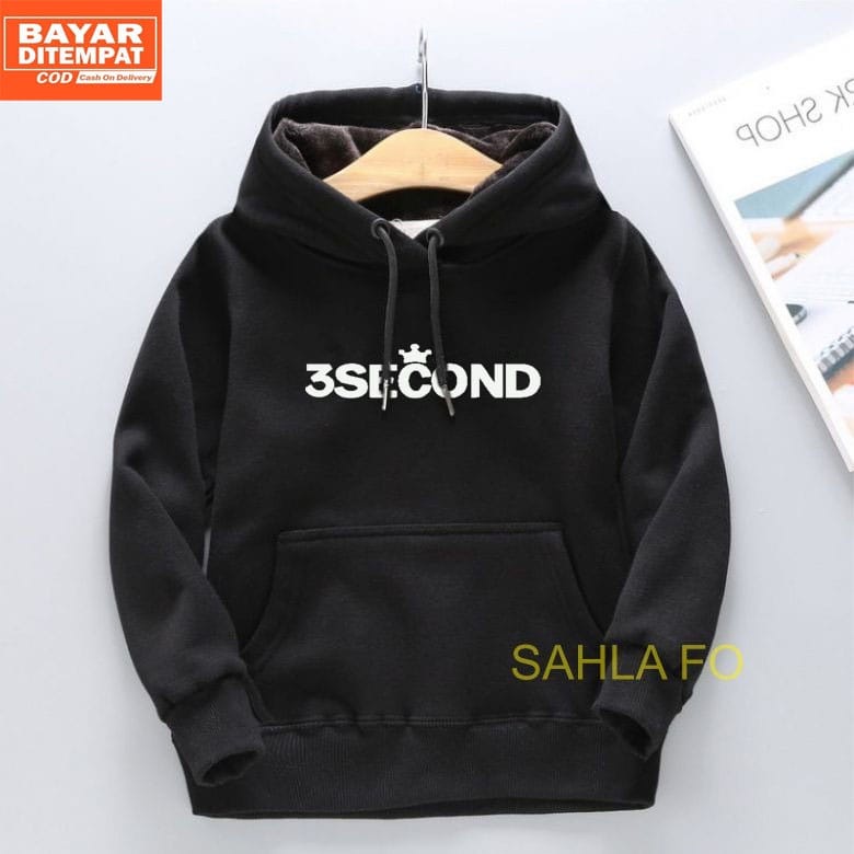 SWEATER HOODIE ANAK 3 SECOND / HOODIE KIDS BIRU MUDA SABLON THREESOND