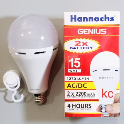 Hannochs Genius Lampu Bohlam LED Emergency 15 watt - Dua Fungsi AC DC BERGARANSI RESMI 1 TAHUN MANTAP