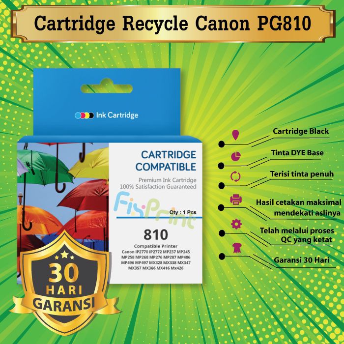 Catridge Tinta Canon PG810 Black New Cartridge PG 810 Katrid PG-810 Hitam Printer IP2770 MP258 MP287