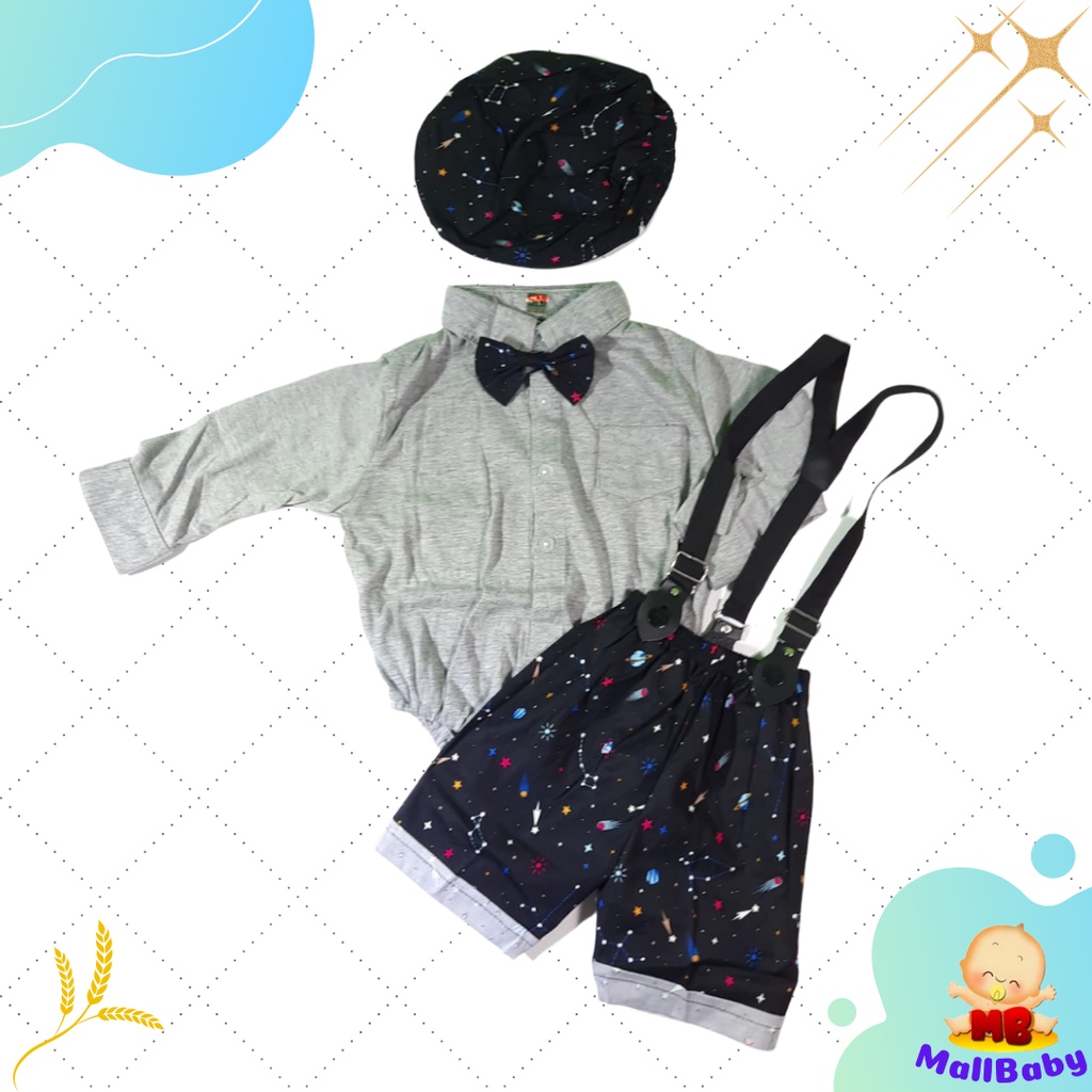 Baju Pesta Bayi Laki Laki 6-12 Bulan Setelan Jumper Kemeja Bayi Laki Laki 3-9 Bulan Topi Dasi Charlie