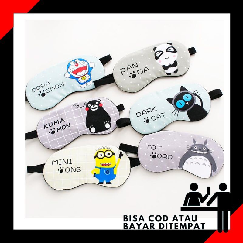 Penutup mata tidur dengan gel pendingin motif kartun doraemon minions totoro kumamon