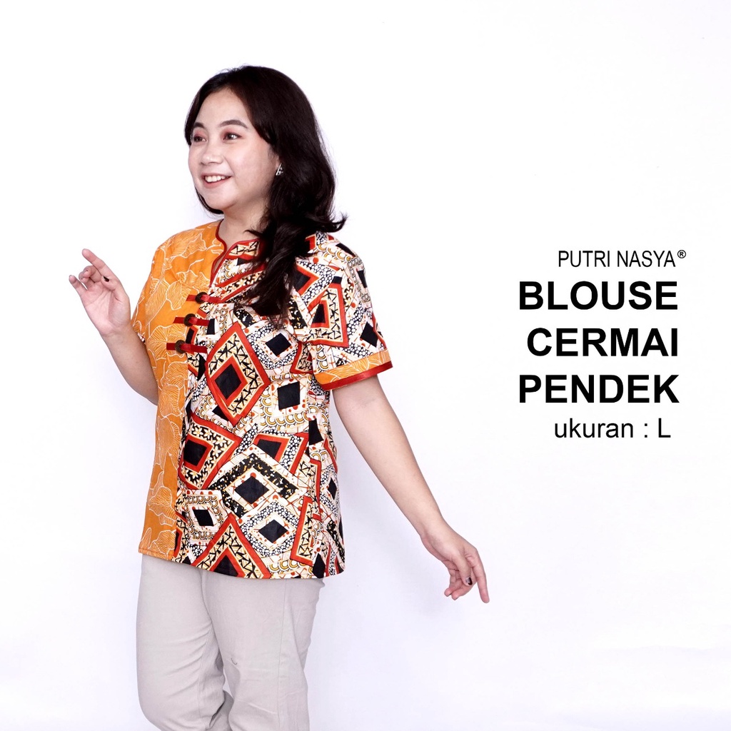 Blouse Batik Big Size Wanita Atasan Batik Jumbo LD 140 Pakaian Atasan Model Blus Pendek Jumbo Panjang Seragam Kerja Batik / Blus Kantor Formal S-M-L-XL-2L-3L-4L-5L-6L-7L / Atasan Batik Bigsize Model Terbaru / Pakaian Batik Kekinian Modern Big