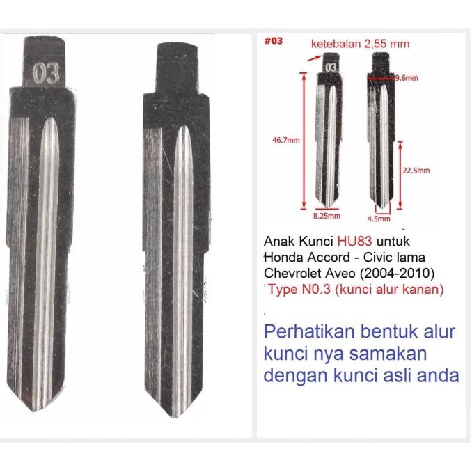 Promo Anak Kunci Hu83 Untuk Aveo 2004-2010 - Honda Accord-Civic Lama