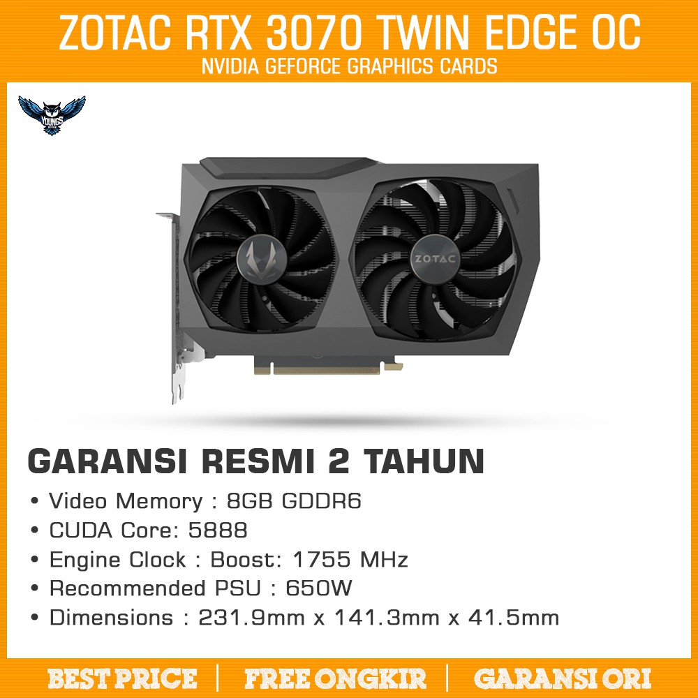 ZOTAC GAMING RTX 3070 TWIN EDGE OC 8GB DDR6 VGA CARD NVIDIA