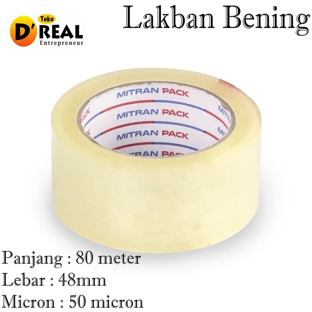 ORIGINAL LAKBAN MITRAN PACK COKLAT / BENING KUALITAS TEBAL KUAT 48mm x 90 YARD FULL / 80 METER