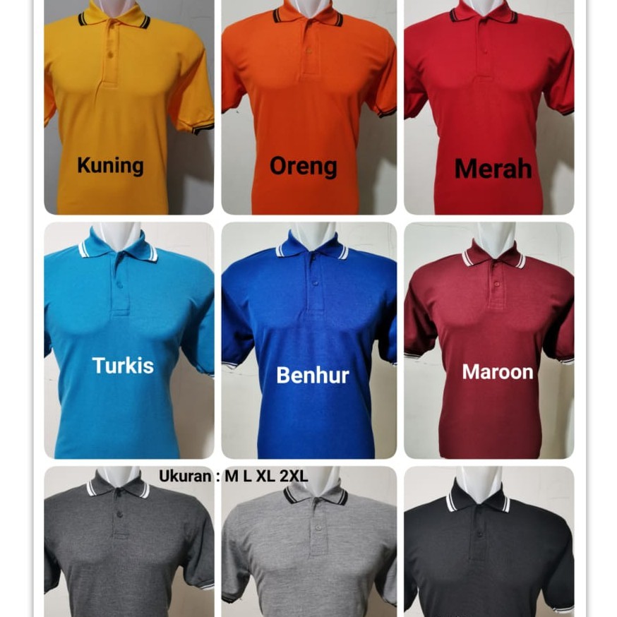 Noveli wear - Kaos polo shirt pria berkerah list stripe | kaos kerah pria seragam polos M L XL XXL