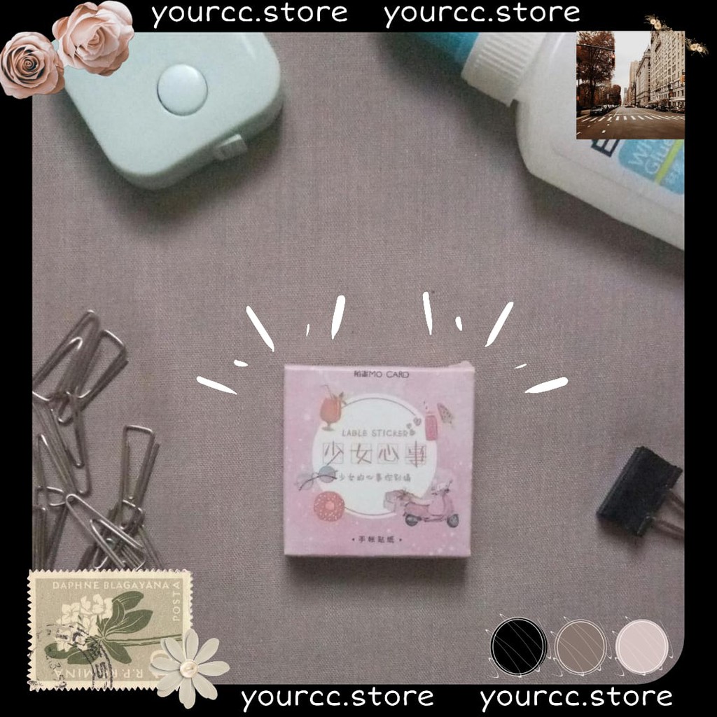 46 Pcs Stiker Pink Aesthetic untuk Scrapbook / Jurnal / Diary