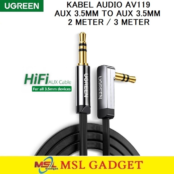 Jual Ugreen Kabel Audio Aux Mm Male To Mm Male Right Angle Flat Cable Panjang Av