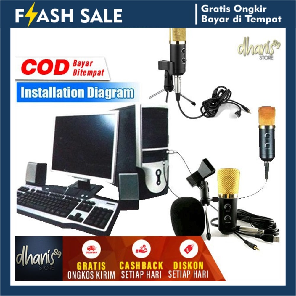 Mikrofon Kondenser USB Konektor PC Laptop With Mini Tripod Mic Condenser Tripot Kecil Rekaman COD