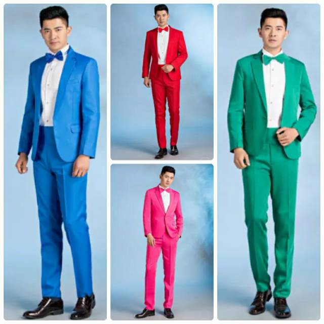 JSW 01 Setelan Jas Pengantin Mens Suit Blazer Pria Import Biru Pink Hijau Merah S M L XL XXL import