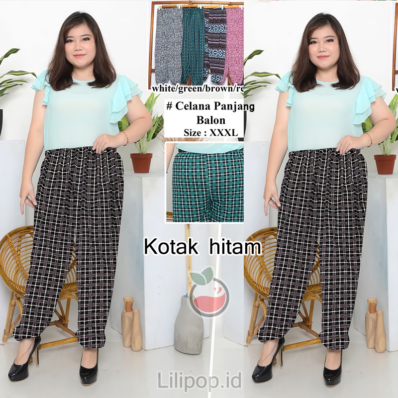 Celana Kulot Jumbo Wanita XXXL Balon Pants Panjang Big Size Murah Lilipop