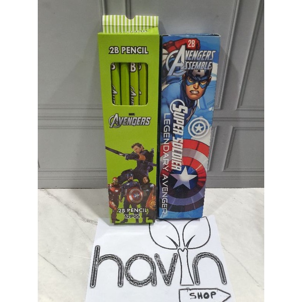(12pc) pencil 2B kayu fancy/pensil karakter/pensil kayu murah/pensil fancy/pencil-Avenger