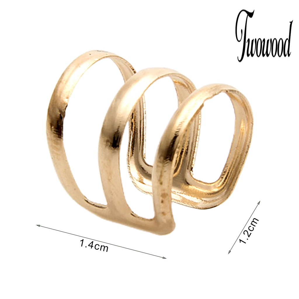 1 Pc Cincin Klip Telinga Model 3 Ring Adjustable Untuk Wanita