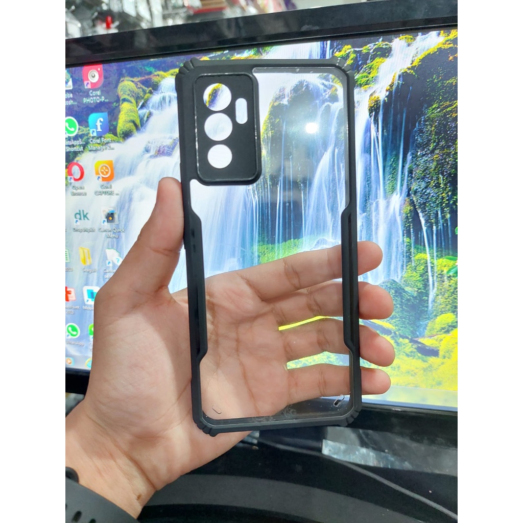 Anti Shocking Vivo V23E/V27/V27 Pro Inchi Hardcase Mika List Hitam Acrylic Case