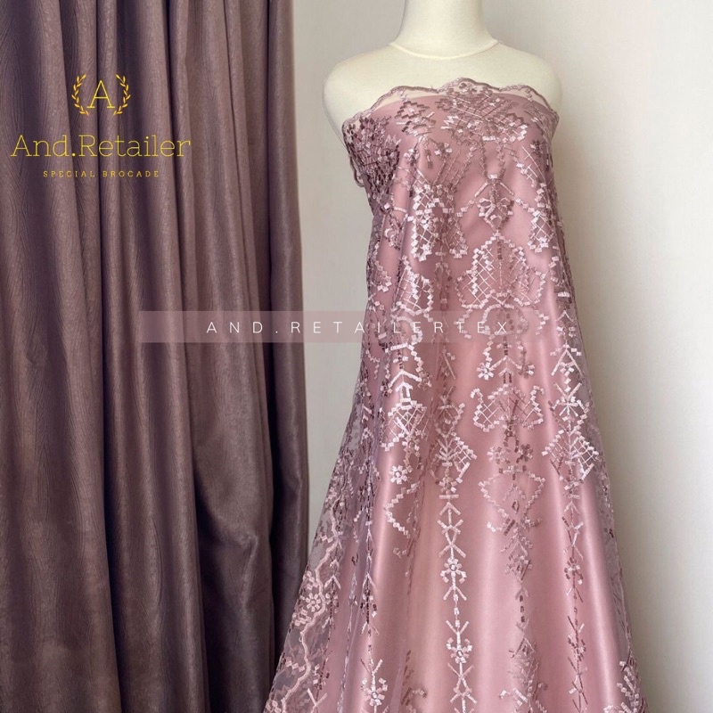 Bahan Kebaya Brokat Etnik Tile Bordir Aphrodite new series warna Rosegold semi Milo