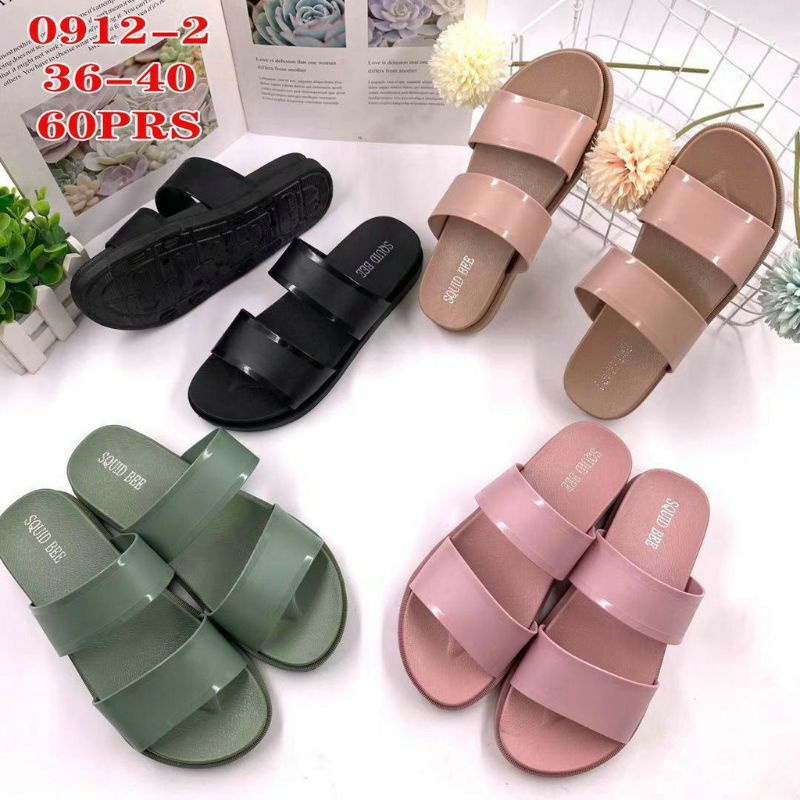 (COD) Sandal Selop Karet Wanita Jelly Tali Dua Import Balance BLC 0912-1