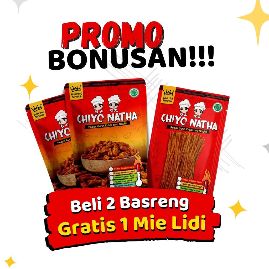 

Buy 2 Basreng Gratis 1 Mie Lidi Chiyo Natha Snack Pedas Kriuk
