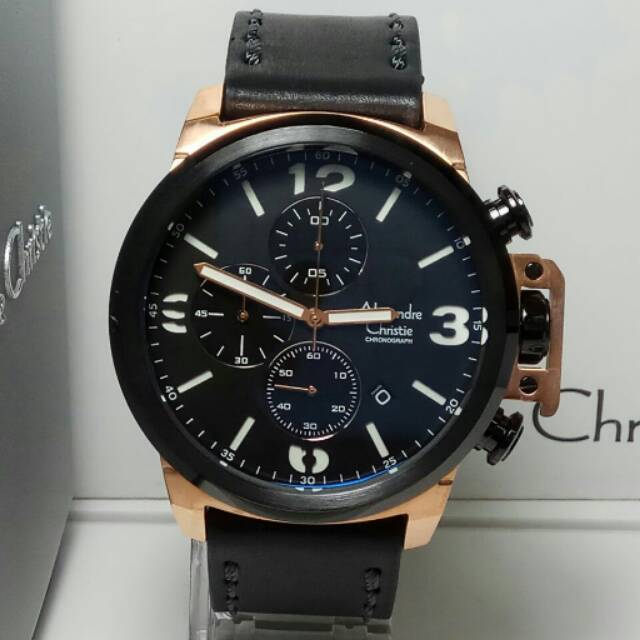 Jam tangan Alexandre christie ac6280 black rose gold