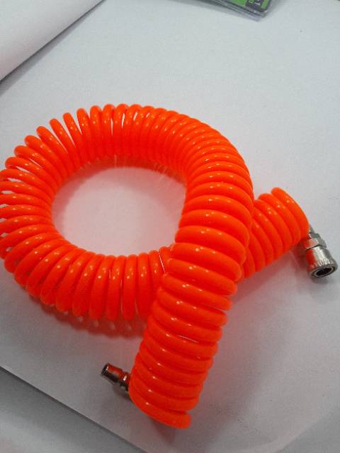 Selang Kompresor Spiral 12M/ Selang recoil hose plus coupler nepel