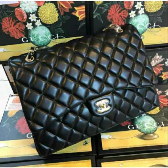 Tas Chanel Maxi Lambskin Jumbo Semi Premium Authentic 1:1 like original