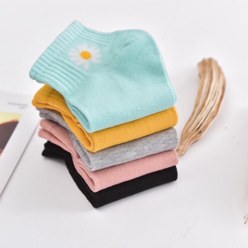 ❄ TMALL ❄ R456 Kaos Kaki Ankle H185 Motif Bunga Daisy Gaya Korea Untuk Kaos Kaki Wanita Motif-4