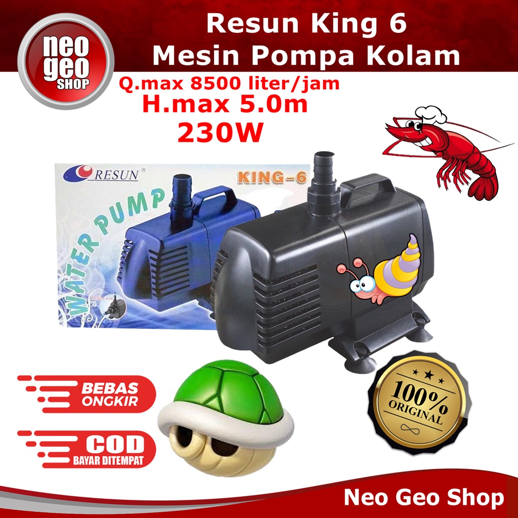 RESUN KING 6 WATER PUMP Pompa Air Aquarium Kolam Hidroponik