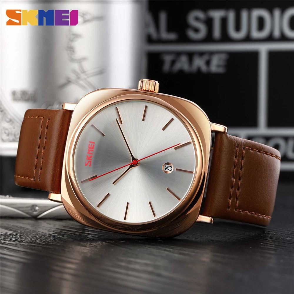 SKMEI 9266 Jam Tangan Pria Analog Chronograph Casual Quartz Tali Kulit WATCHKITE SBY