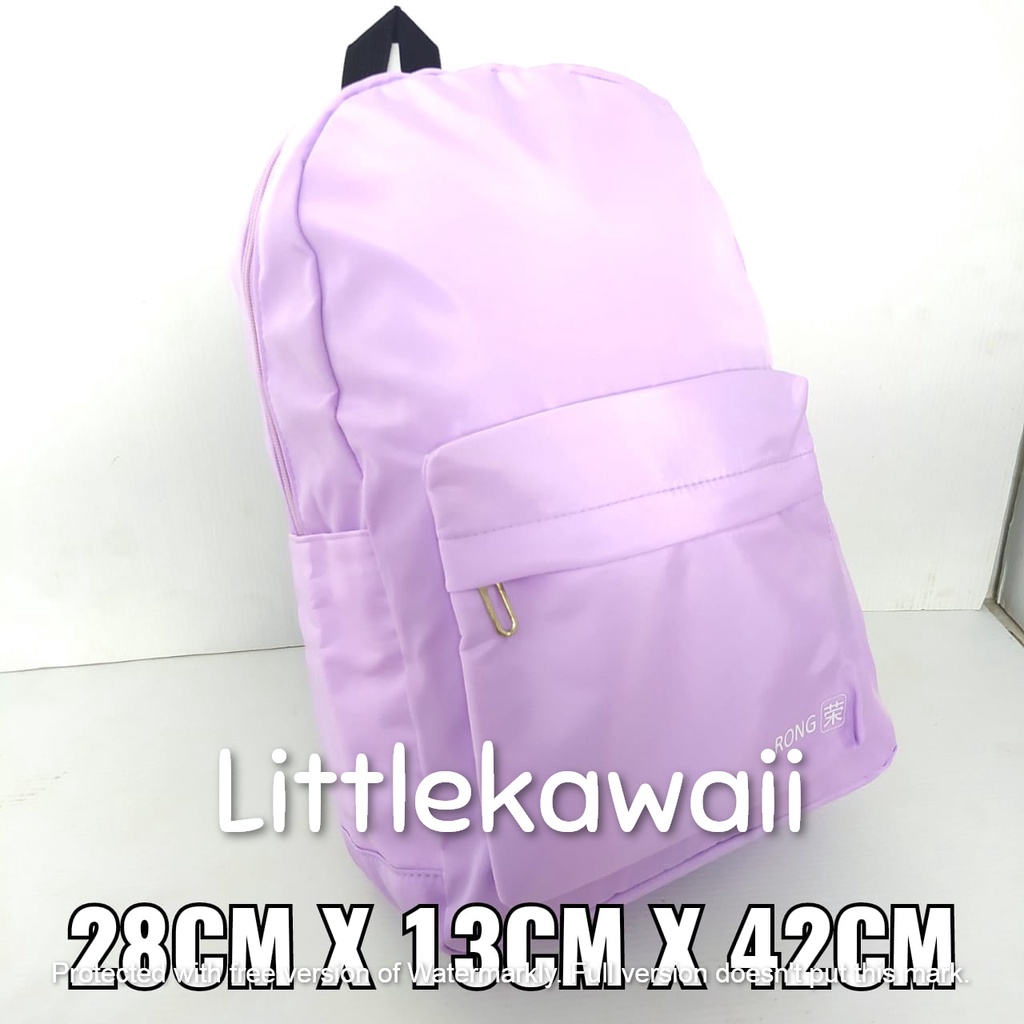 LK/Tas Ransel RONG Laptop Backpack Parasut Sekolah Kerja Fashion Remaja Dewasa Polos Warna Warni Import