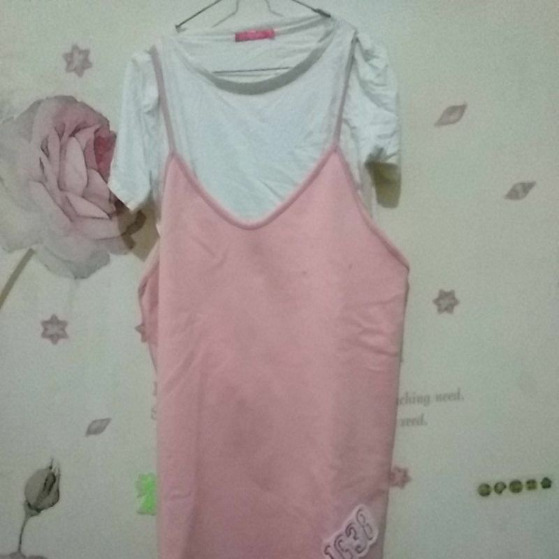 Dress wanita Chicgirl pink putih simple preloved
