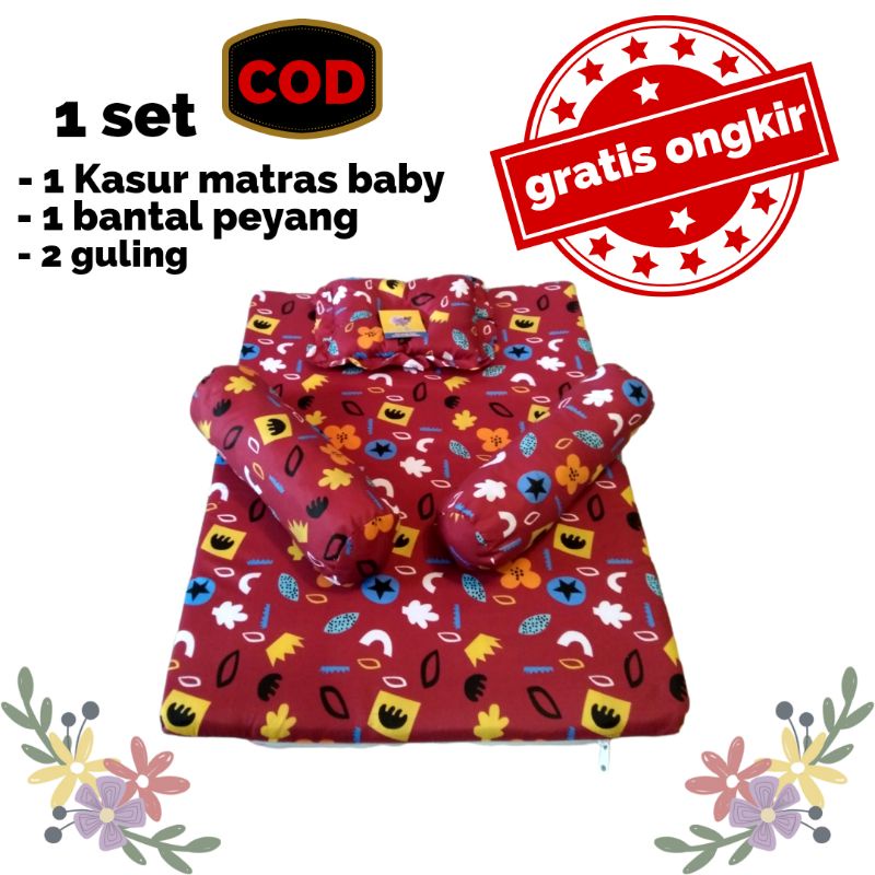 Kasur matras baby / 3pcs kasur matras+ransel+gend saping / kasur baby / kasur termurah/ matras baby/ sett 5 in 1 kasur+sofa+selimbut+gen samping+gen ransel/ sett 5pcs kasur baby /kasur matras baby sett bantal guling termurah