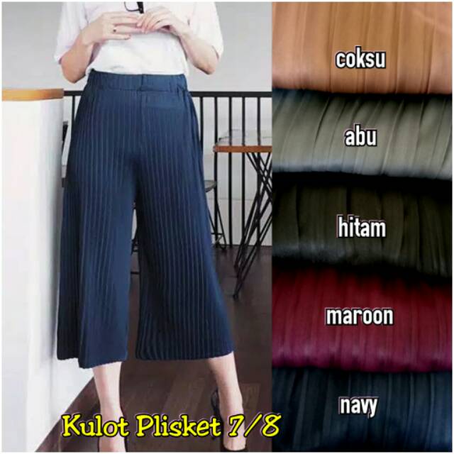 Celana kulot pendek plisket 7/8 terbaru/celana kulot plisket pendek-8