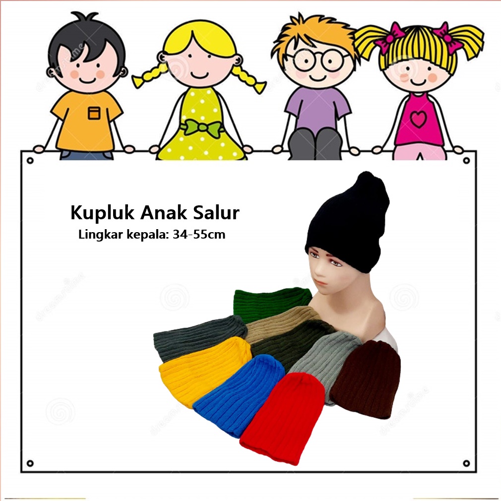 Kupluk/Beanie Hat/Topi Beni Anak Slaur Lingkar 34-55cm