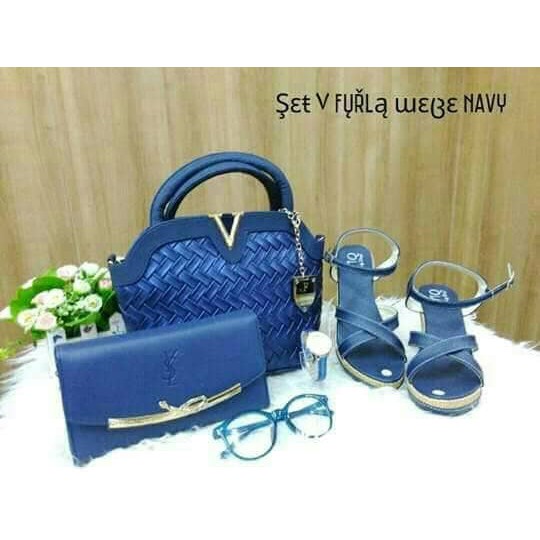 Tas Wanita,Tas Paket Murah,Tas,Tas Murah,Tas Pesta,Dompet,Wedges Navy