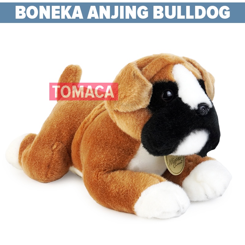 Boneka Hewan Anjing Boxer Bulu Halus Coklat Premium Plushie Doll Boxers Puppy Dog Animal Stuffed