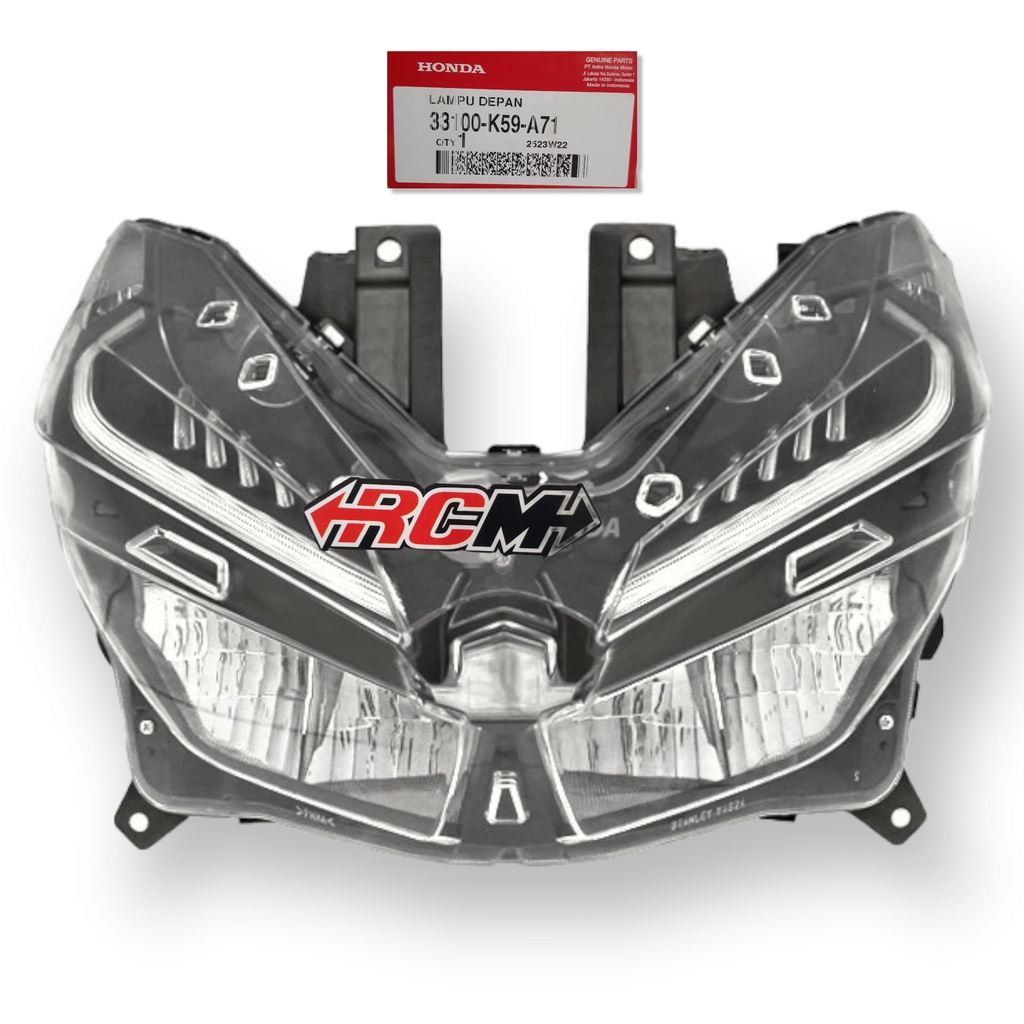 33100-K59-A71 REFLEKTOR REFLECTOR LIGHT ASSY HEAD LAMP HEADLAMP LAMPU DEPAN UTAMA BESAR MIKA MICA KACA VARIO 125 150 ESP FI F1 INJEKSI LED 2018 2019 PLUS LED ORI ORIGINAL HONDA AHM HGP ASLI