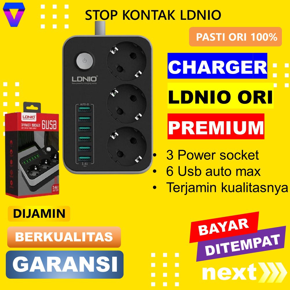 LDNIO STOP KONTAK CHARGER 6 PORT USB FAST CHARGING COLOKAN LISTRIK SMART TRAVEL ADAPTOR 5V 3A JS86