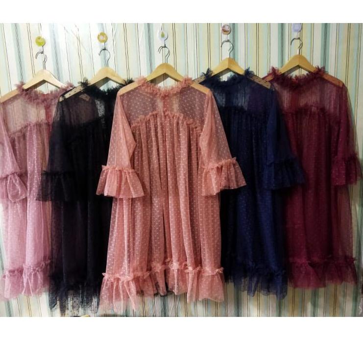 Harga TERMURAAH.. Outer Tile Dotty // Cardigan Tile Polka // Outer Brukat Dotty // Cardigan Tunik Ti
