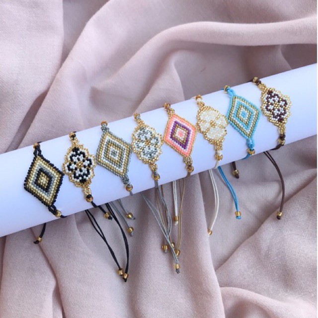Beads Bracelet Bunga &amp; Diamon - Gelang Manik Bead Aesthetic