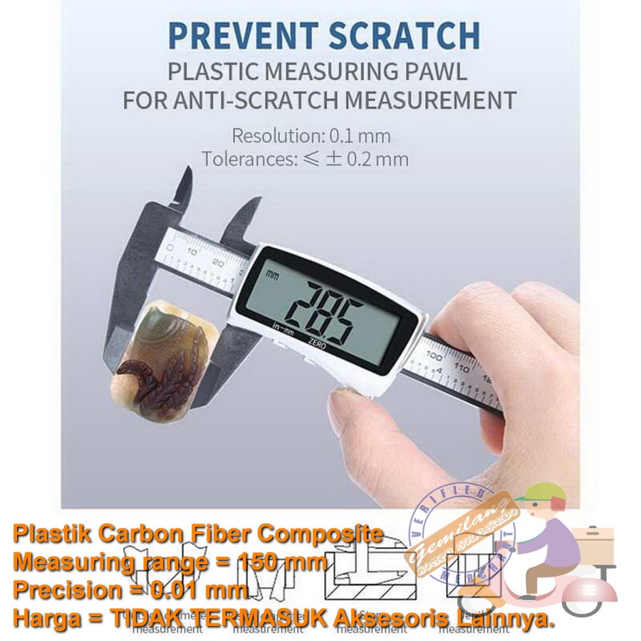 

Jangka Sorong Digital LAYAR BESAR BIG LCD Caliper 3 Buttons 15cm 150mm