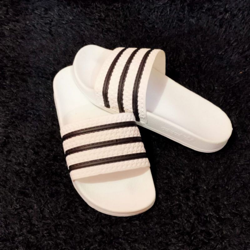 SANDAL SLOP  PRIA ADIDAS ADILETTE WHITE STRIP BLACK ORIGINAL